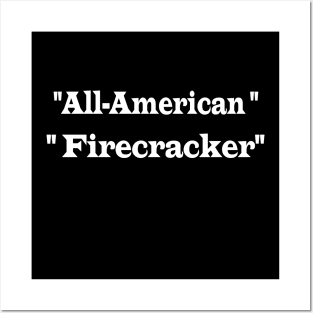 "All-American Firecracker" 4th of july Patriotic Red White Blue Posters and Art